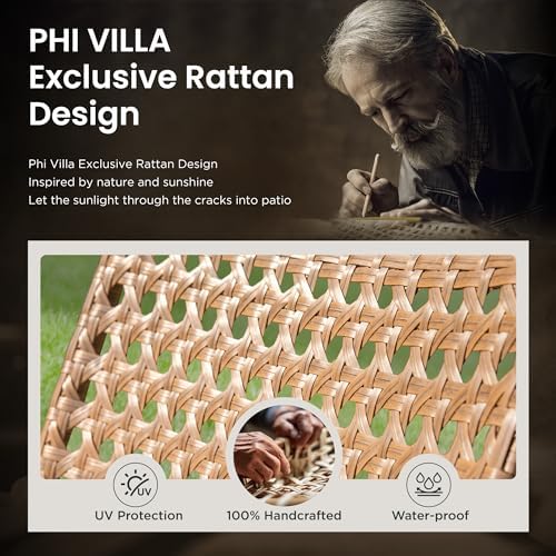 PHI VILLA 4 Piece Brown Wicker Patio Furniture Set - Image 3