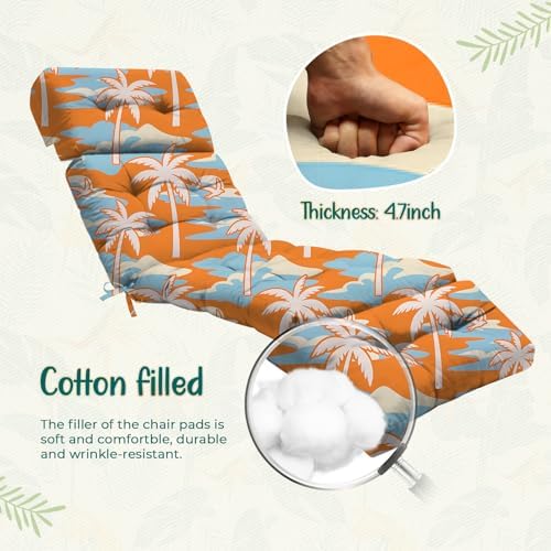 Outdoor Chaise Lounge Chair Cushions Set of 2 Waterproof 75.1x22.8x4.7" 3# - Image 5