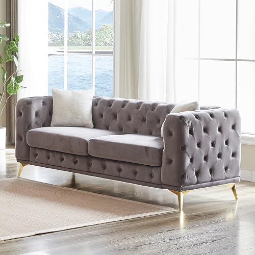 KEIKI 83" Luxury Oversized Velvet Chesterfield Sofa - Image 4