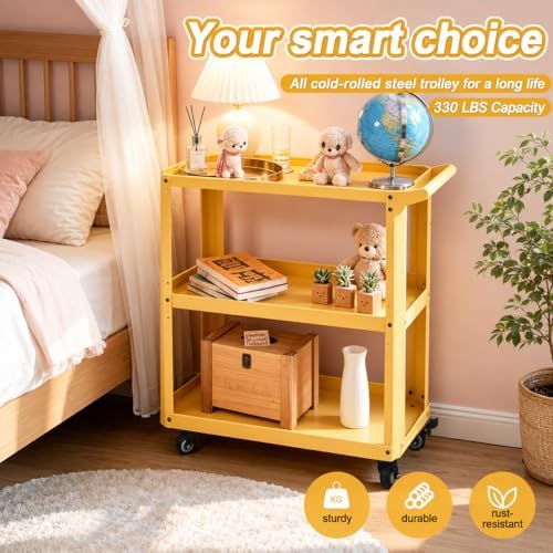 3 Tier Metal Utility Rolling Cart - Image 5