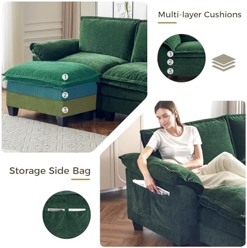 V-Shaped Modular Sectional Sofa, 3 Seater Cloud Couch - Image 5
