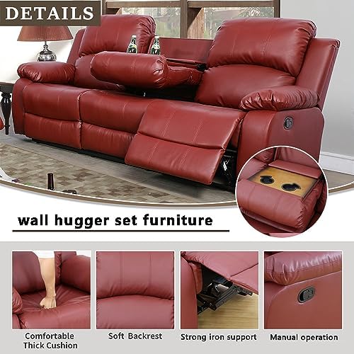 A Ainehome Living Room Furniture Set Leather Recliner Sofa Set Loveseat Chair - Image 3