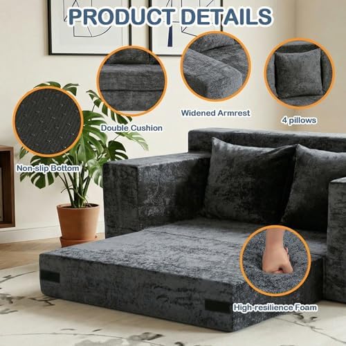 Boneless Couch Small, 3-in-1 Boneless Loveseat Sleeper Sofa Bed Convertible - Image 6