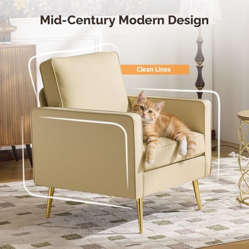 VINGLI Faux Leather Accent Chair - Image 4