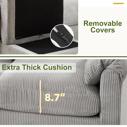 HAOMARKETS 115" Wide Modular Sectional Sofa Couch, Corduroy Upholstered - Image 5