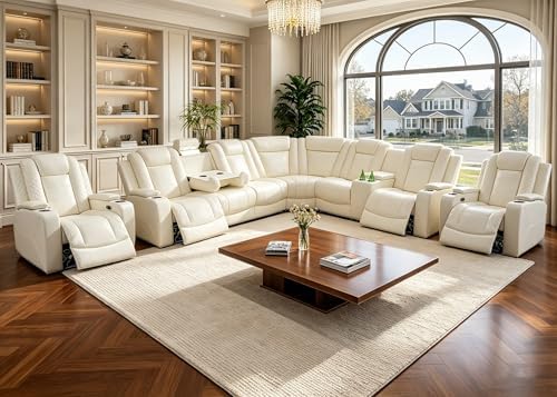 Leather Power Reclining Sectional Sofa Set, Sectional Couch by PonlivingFurniture