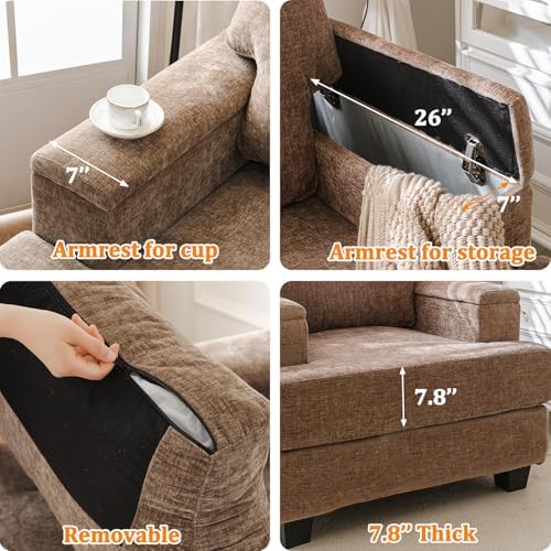 Rexulqo Oversized Accent Chair Set of 2, Armrest Organizer - Image 4