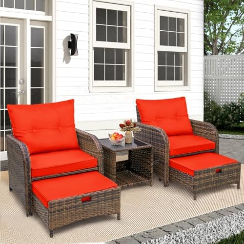 5 Pieces Wicker Patio Chairs Set - Image 6