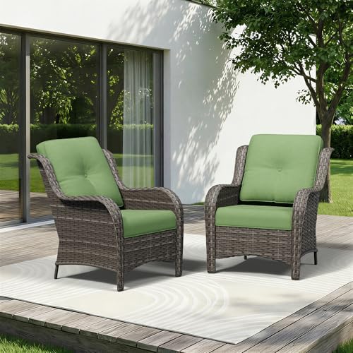 Patio Chairs Set of 2, Outdoor Wicker Patio Furniture Set by Gardenbee
