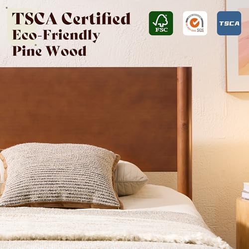 AMERLIFE Solid Wood Twin Bed Frame, Mid Century Bed - Image 3