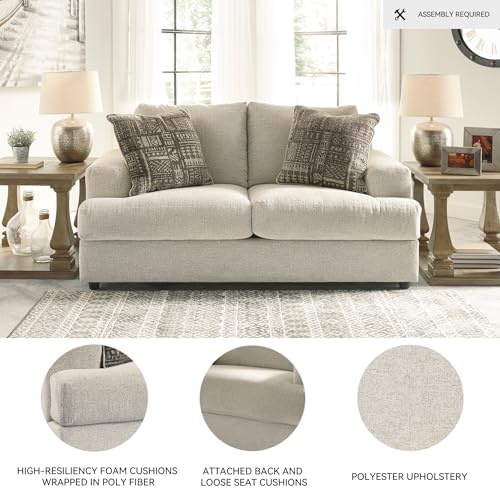 Signature Design by Ashley Soletren Loveseat, Stone Chenille Sofa Couch - Image 4