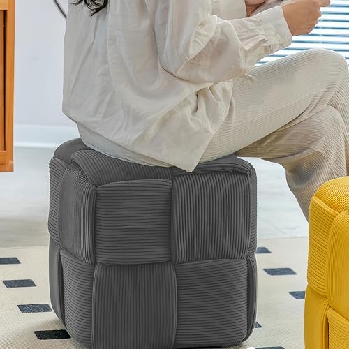Cmishe 15" Square Woven Corduroy Ottoman Footrest - Image 4