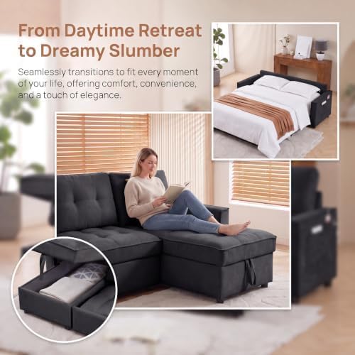 NicBex 71" L Shaped Queen Pull Out Sofa Bed - Image 6