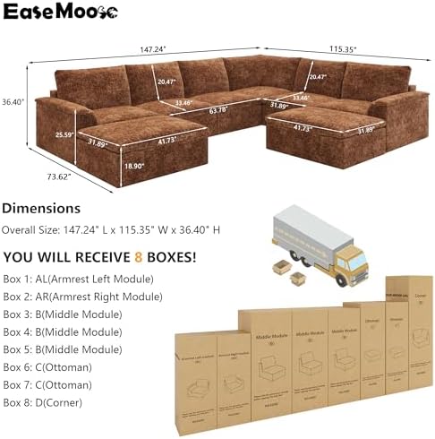 EASE MOOSE Oversized Cloud Boneless Sectional Couch - Image 2
