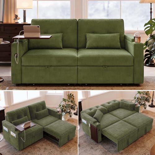 73'' Sleeper Sofa Bed Queen, Corduroy Pull Out Couch by LuxyHoom