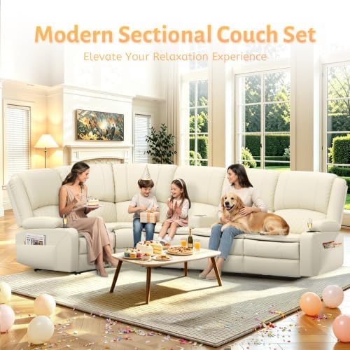 5 Seater Reclining Sofa Set, Modern Living Room Couch Set - Image 3