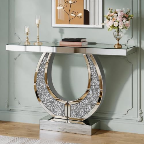 Mirrored Console Table & Round Wall Mirror Set - Image 3