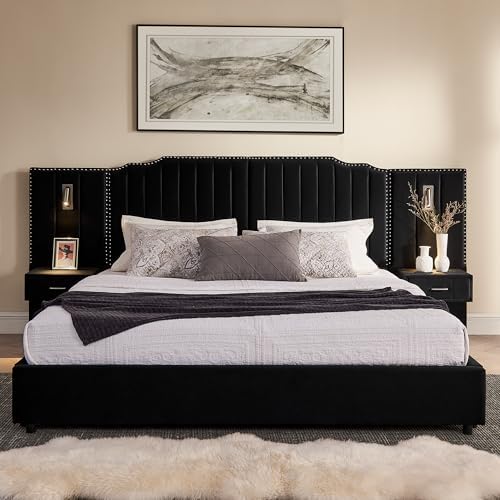 King Size Velvet Platform Bed by SkipitySigmo