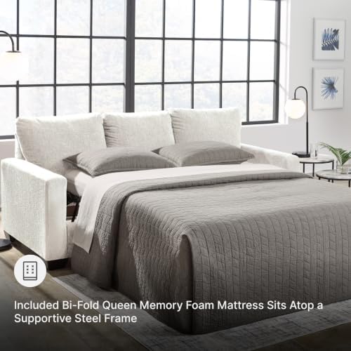 Signature Design by Ashley Queen Sleeper Sofa, Pull Out Couch, Snow White - Image 6