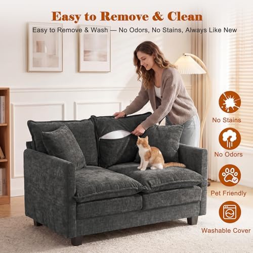 50'' Loveseat Sofa Set, Small Couch Set 2 Piece Cloud Love Seat - Image 3