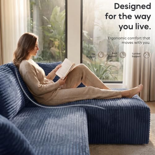 133" U-Shaped Modular Sectional Sofa, Boneless Couch - Image 3