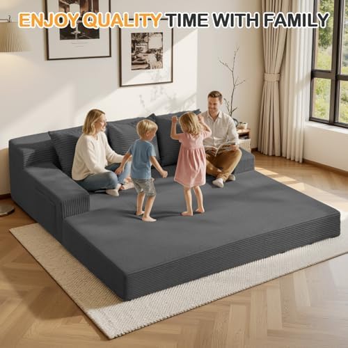 Erament 3 Seater Boneless Couch Sofa Bed, Compression Convertible Futon Floor - Image 3