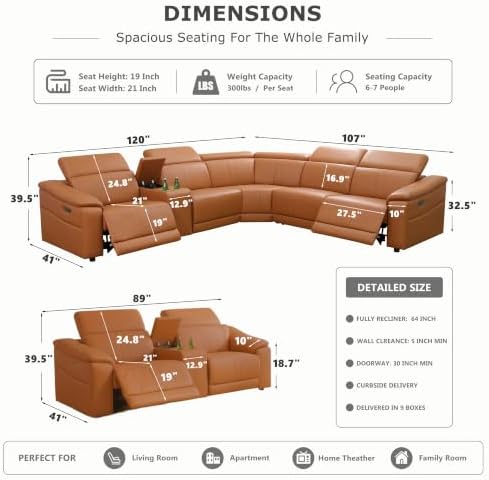 Power Recliner Sectional Sofa, L-Shaped Living Room Furniture Set, Reclining - Image 2