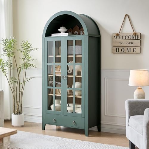 RowyPoey 71" Tall Arched Cabinet Bookshelf - Image 3