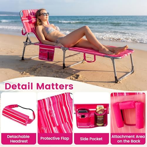 COSTWAY Tanning Chair with Face Hole, Folding Beach Lounge Chair - Image 7