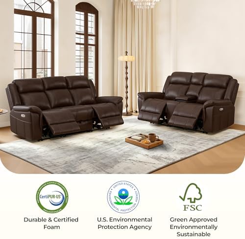 CHITA Leather Power Recliner Sofa, Dark Brown, Loveseat - Image 5