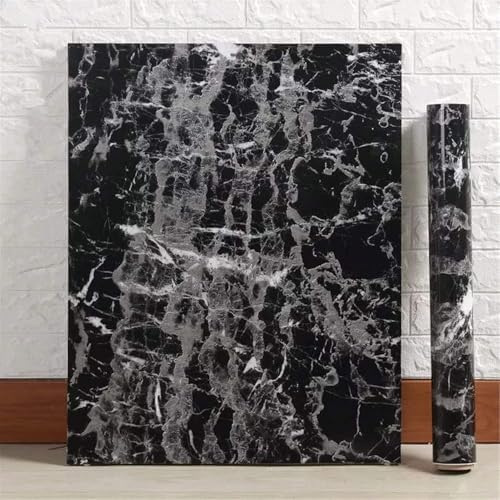 Yancorp 16"x394" Black Contact Paper Black Peel and Stick Wallpaper Marble - Image 2