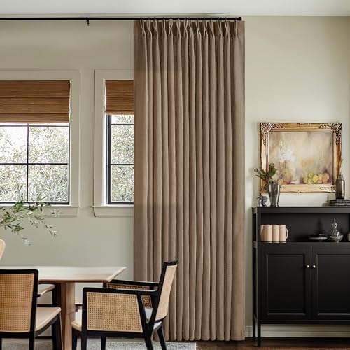 Memory Training 112 Inch Semi Sheer Linen Pleat Window Curtains Dutch Cocoa by TWODRAPES
