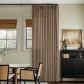 Memory Training 112 Inch Semi Sheer Linen Pleat Window Curtains Dutch Cocoa by TWODRAPES