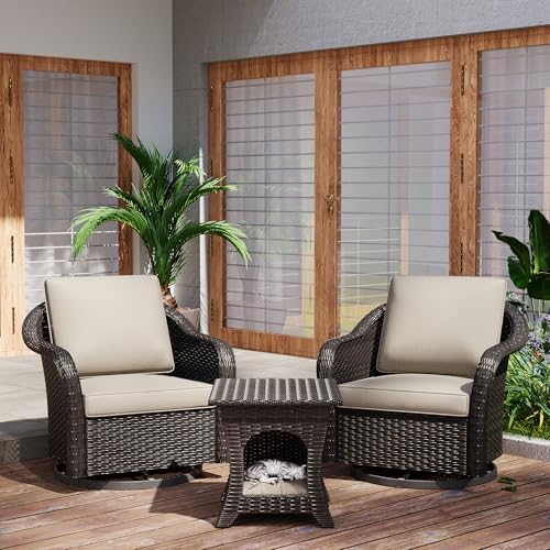 3 Piece Patio Furniture Set, Wicker Outdoor Conversation Set by Meetleisure-LeisureLiving
