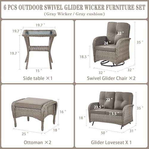 Belord 6 Pieces Wicker Patio Conversation Sets - Image 3