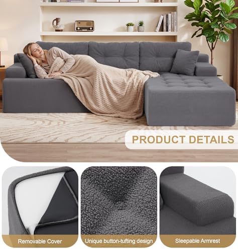Hobestluk Boneless Couches Modular Sectional Sofa L-Shape Oversized Chaise - Image 4