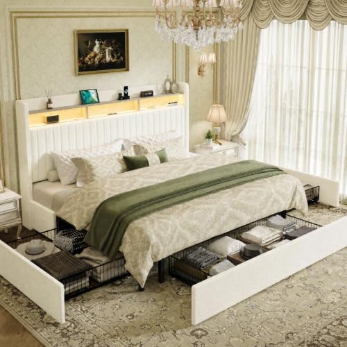 SHA CERLIN King Upholstered Platform Bed Frame by SHACERLIN