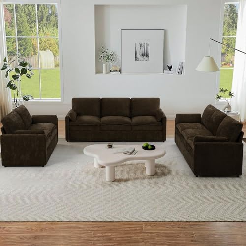3 Pieces Chenille Sofa Set w/Two Arm Pillows - Image 7