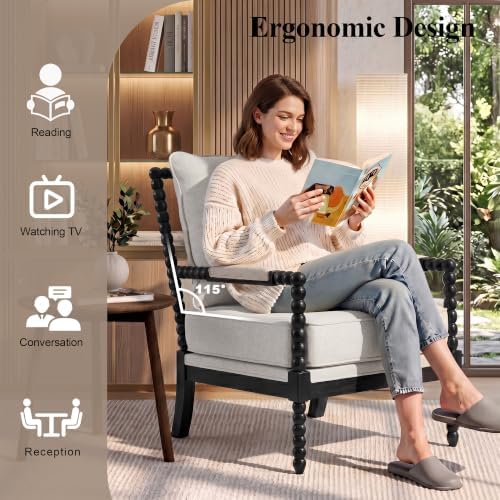 DUHOME Linen Fabric Spindle Accent Chairs Set of 2 - Image 4