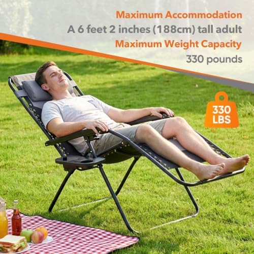 Sweetcrispy Oversized Padded Zero Gravity Lounge Chairs, Outdoor Recliner - Image 3