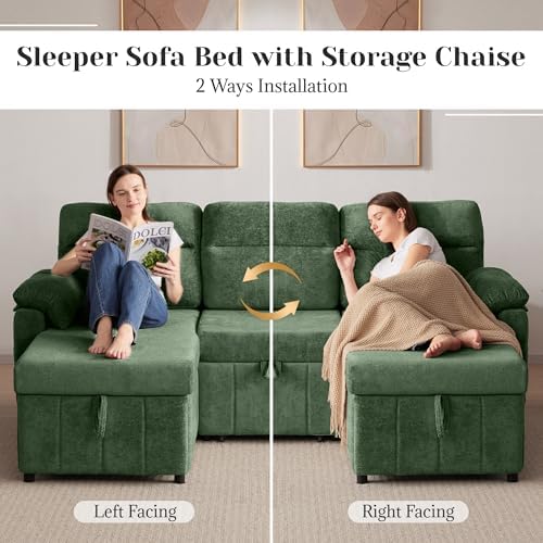 Tbfit 80" Sleeper Sofa Bed, 3 in 1 Cloud Pull Out Sofa Couch - Image 3