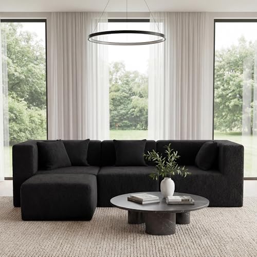 MONVANE 103" L-Shaped Modular Sectional Sofa, Jet Black - Image 2