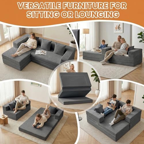 96" Boneless Couch for Living Room, Oversized Modular Sectional Sofa Bed - Image 5