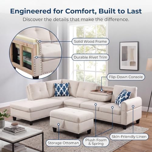 Linen L-Shaped Couch Set - Image 4