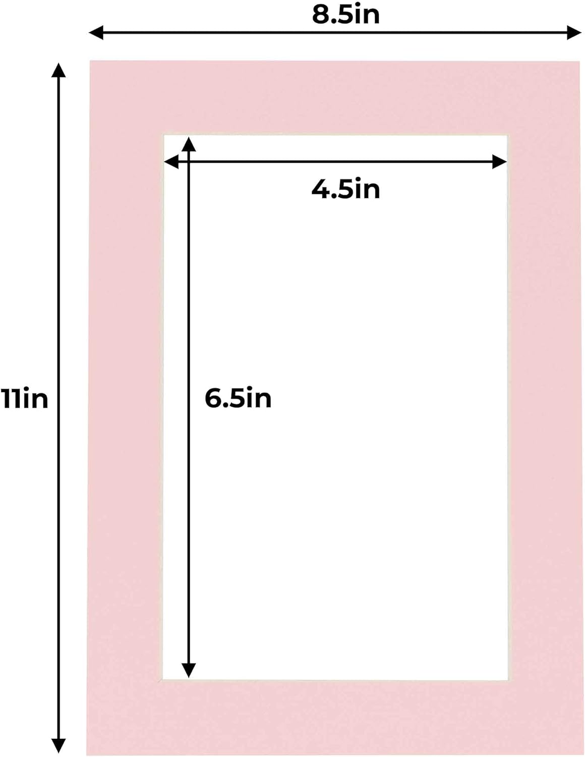 5x7 Mat for 8.5x11 Frame - Precut Mat Board Acid-Free Soft Pink 5x7 Photo Matte Made to Fit a 8.5x11 Picture Frame, Premium Matboard for Family Photos, Show Kits, Art, Picture Framing, Pack of 25 Mats