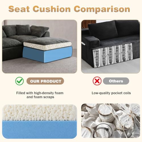 109" Boneless Cloud Couch Sectional - Image 7