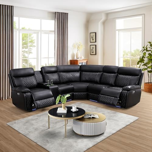 Power Reclining Leather Sectional Couch - Image 3