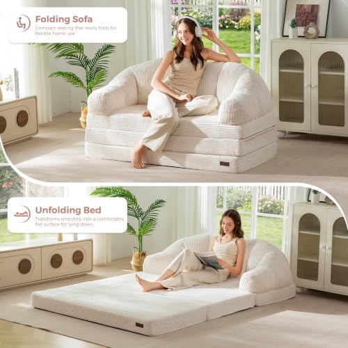 MAXYOYO Folding Sofa Bed with Backrest, Boneless Fold Out Couch with Handle - Image 4