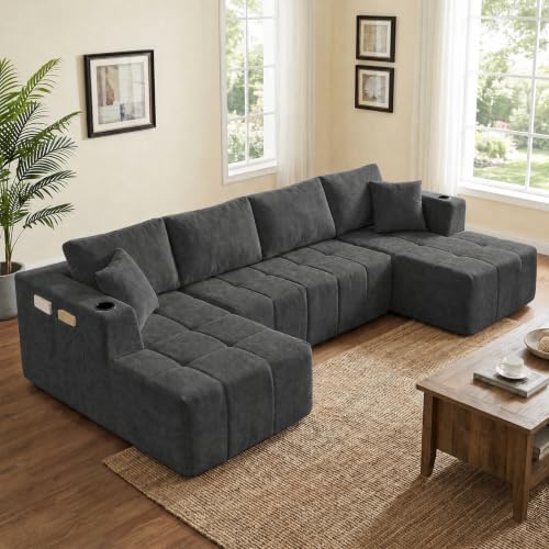 Skepphlay 132" U Shaped Couch, Boneless Sectional Couches by Unknown