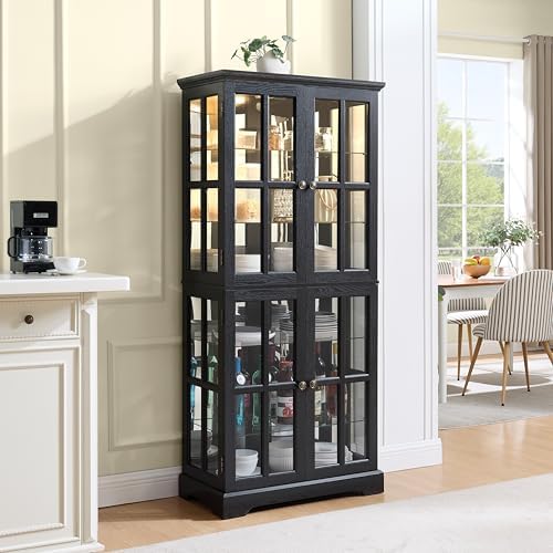 68" H Glass Curio Display Cabinet by Unknown